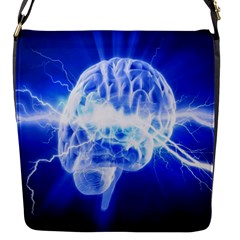 Lightning Brain Blue Flap Messenger Bag (s)