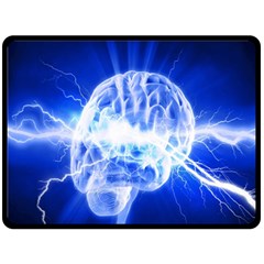 Lightning Brain Blue Double Sided Fleece Blanket (large)  by Mariart