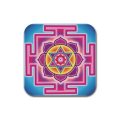 Kali Yantra Inverted Rainbow Rubber Coaster (square) 