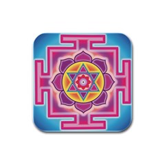 Kali Yantra Inverted Rainbow Rubber Square Coaster (4 Pack) 