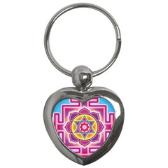 Kali Yantra Inverted Rainbow Key Chains (heart)  by Mariart