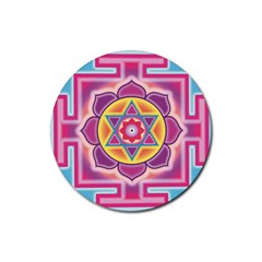 Kali Yantra Inverted Rainbow Rubber Coaster (round) 