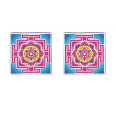 Kali Yantra Inverted Rainbow Cufflinks (square)