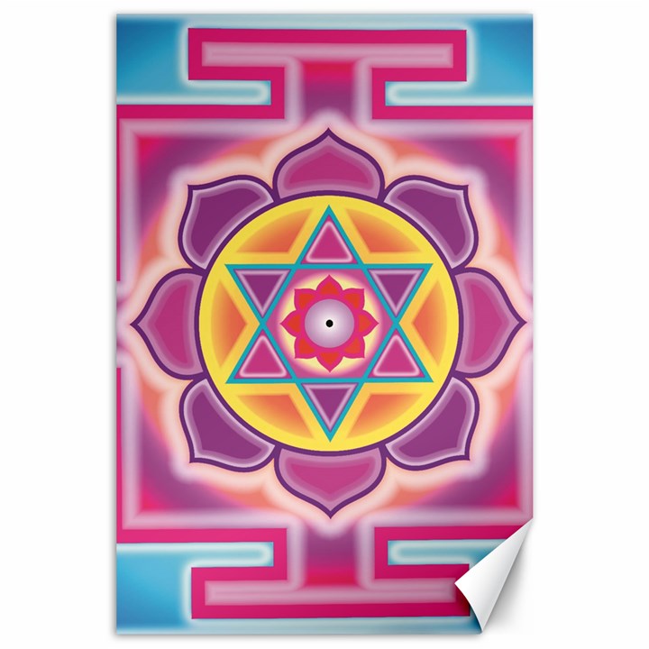 Kali Yantra Inverted Rainbow Canvas 24  x 36 