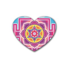 Kali Yantra Inverted Rainbow Rubber Coaster (heart)  by Mariart