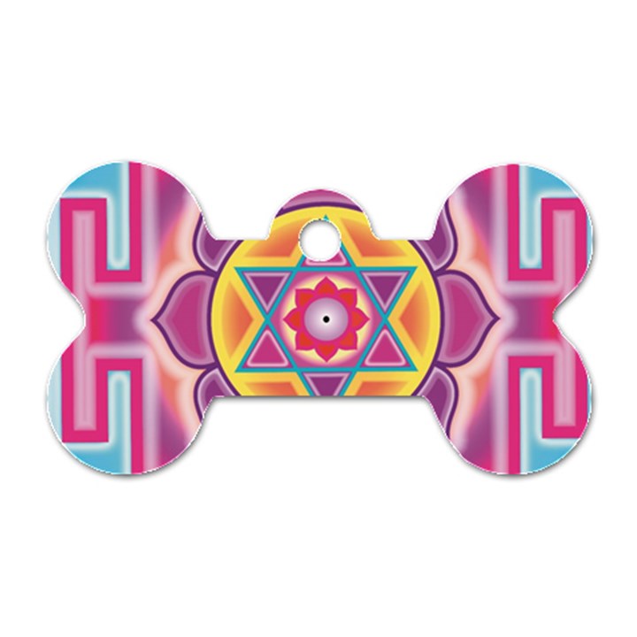 Kali Yantra Inverted Rainbow Dog Tag Bone (Two Sides)