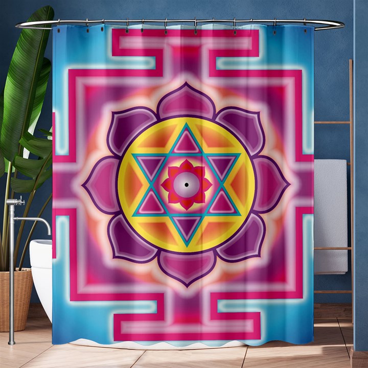 Kali Yantra Inverted Rainbow Shower Curtain 60  x 72  (Medium) 