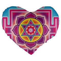 Kali Yantra Inverted Rainbow Large 19  Premium Heart Shape Cushions by Mariart