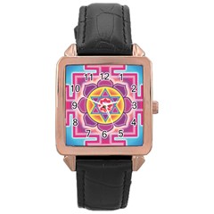 Kali Yantra Inverted Rainbow Rose Gold Leather Watch  by Mariart