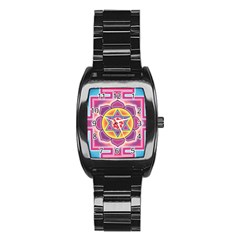 Kali Yantra Inverted Rainbow Stainless Steel Barrel Watch by Mariart