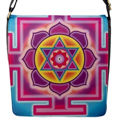 Kali Yantra Inverted Rainbow Flap Messenger Bag (s) by Mariart