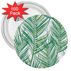 Jungle Fever Green Leaves 3  Buttons (100 Pack)  by Mariart