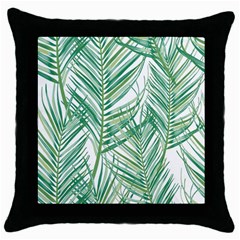 Jungle Fever Green Leaves Throw Pillow Case (black)