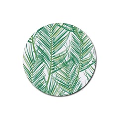 Jungle Fever Green Leaves Rubber Coaster (round)  by Mariart