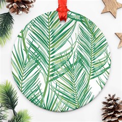 Jungle Fever Green Leaves Round Ornament (two Sides)