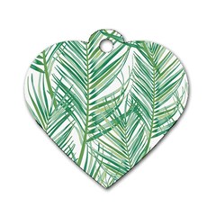 Jungle Fever Green Leaves Dog Tag Heart (two Sides)