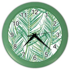 Jungle Fever Green Leaves Color Wall Clocks by Mariart