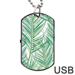 Jungle Fever Green Leaves Dog Tag Usb Flash (one Side) by Mariart