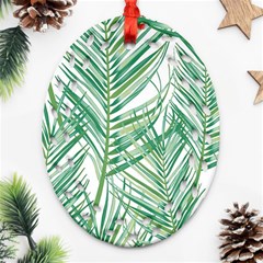 Jungle Fever Green Leaves Oval Filigree Ornament (two Sides)