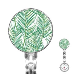 Jungle Fever Green Leaves Stainless Steel Nurses Watch