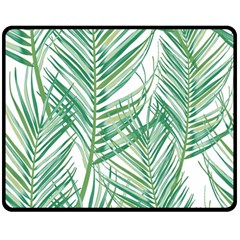 Jungle Fever Green Leaves Double Sided Fleece Blanket (medium)  by Mariart