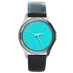 Line Blue Round Metal Watch