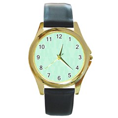 Line Blue Chevron Round Gold Metal Watch