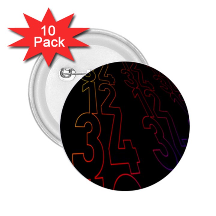 Neon Number 2.25  Buttons (10 pack) 