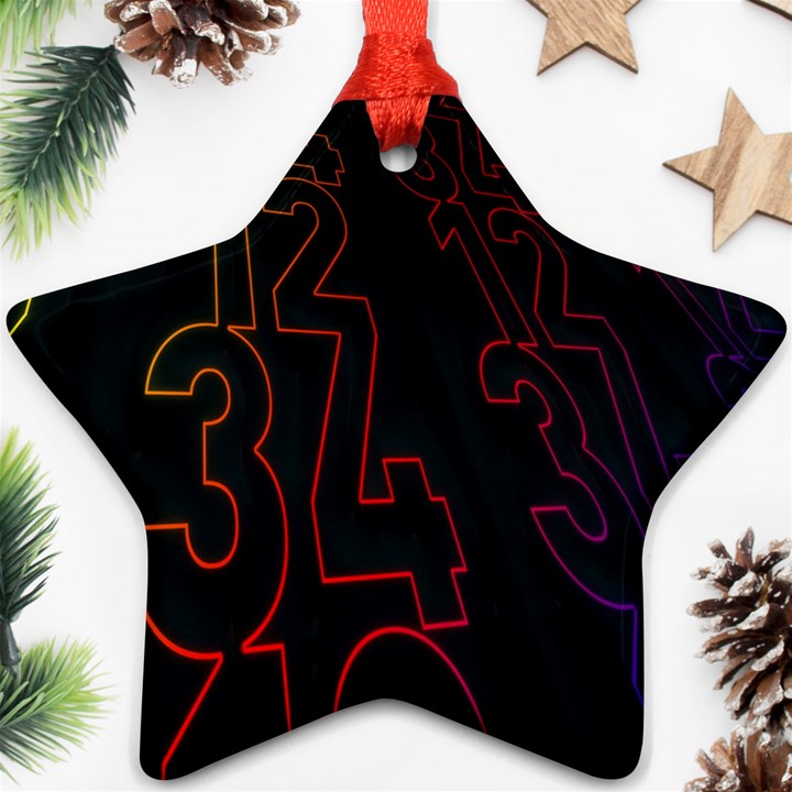 Neon Number Star Ornament (Two Sides)