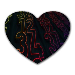 Neon Number Heart Mousepads