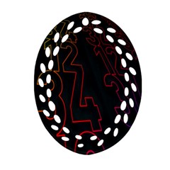 Neon Number Oval Filigree Ornament (two Sides)