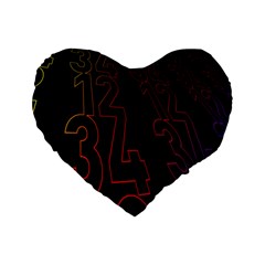 Neon Number Standard 16  Premium Heart Shape Cushions by Mariart