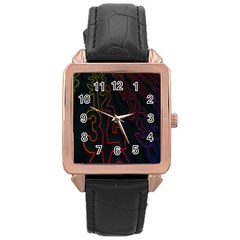 Neon Number Rose Gold Leather Watch  by Mariart