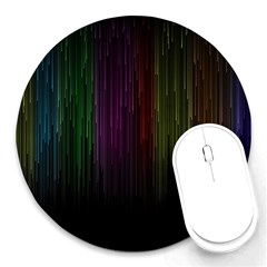 Line Rain Rainbow Light Stripes Lines Flow Round Mousepads