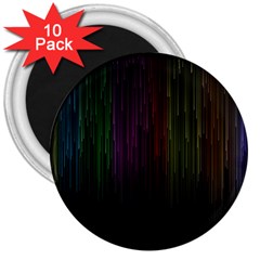 Line Rain Rainbow Light Stripes Lines Flow 3  Magnets (10 Pack)  by Mariart