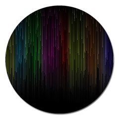 Line Rain Rainbow Light Stripes Lines Flow Magnet 5  (round) by Mariart