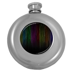 Line Rain Rainbow Light Stripes Lines Flow Round Hip Flask (5 Oz) by Mariart