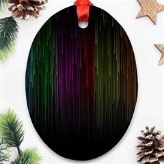 Line Rain Rainbow Light Stripes Lines Flow Oval Ornament (two Sides) by Mariart