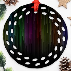 Line Rain Rainbow Light Stripes Lines Flow Ornament (round Filigree) by Mariart