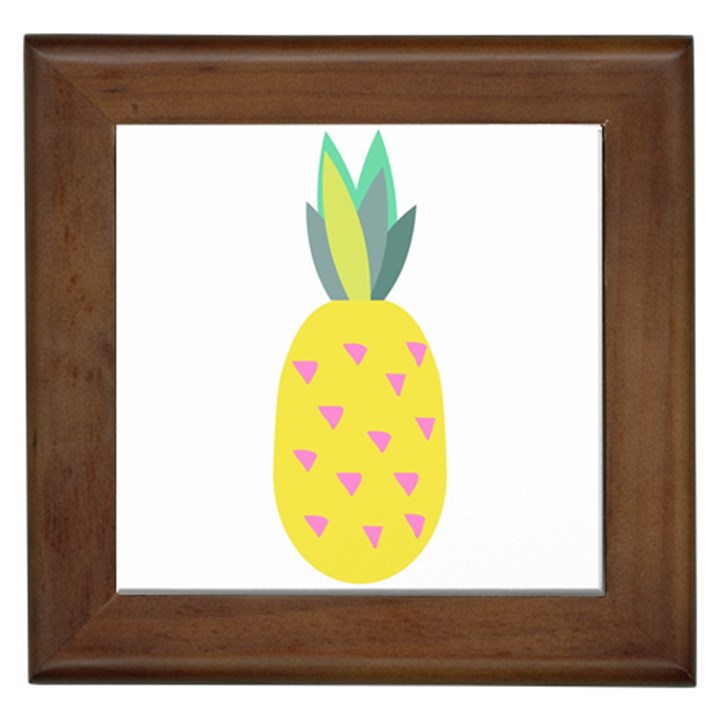 Pineapple Fruite Yellow Triangle Pink Framed Tiles