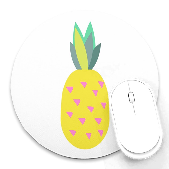 Pineapple Fruite Yellow Triangle Pink Round Mousepads