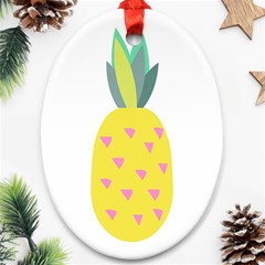 Pineapple Fruite Yellow Triangle Pink Ornament (oval) by Mariart