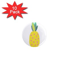 Pineapple Fruite Yellow Triangle Pink 1  Mini Magnet (10 Pack)  by Mariart