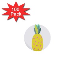 Pineapple Fruite Yellow Triangle Pink 1  Mini Buttons (100 Pack)  by Mariart