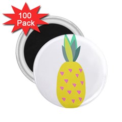 Pineapple Fruite Yellow Triangle Pink 2 25  Magnets (100 Pack)  by Mariart