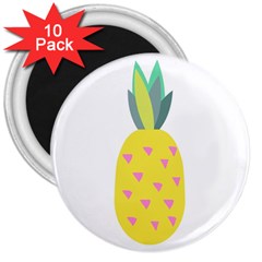 Pineapple Fruite Yellow Triangle Pink 3  Magnets (10 Pack)  by Mariart