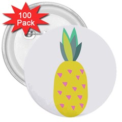 Pineapple Fruite Yellow Triangle Pink 3  Buttons (100 Pack)  by Mariart