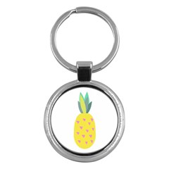 Pineapple Fruite Yellow Triangle Pink Key Chains (round)  by Mariart