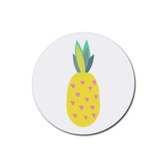 Pineapple Fruite Yellow Triangle Pink Rubber Coaster (round) 