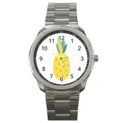 Pineapple Fruite Yellow Triangle Pink Sport Metal Watch